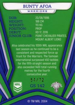 2023 NRL Traders Titanium - Gold Pearl Special #GS142 Bunty Afoa Back